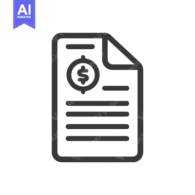 Aset desain premium: Financial Document Icon: Dollar Sign on Paper with Rounded Corners, Bl