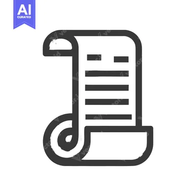 Aset desain premium: Stylized Scroll Icon: Ancient Document with Rough Edges and Bold Lines