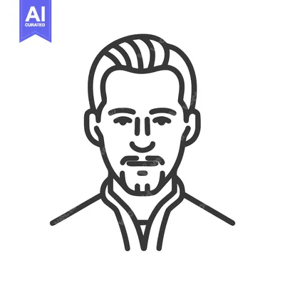 Aset premium populer: Minimalist Line Art Portrait of a Man with Goatee and Stylish Hair