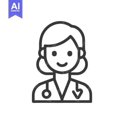 Popular premium asset: Minimalist Doctor Icon: Female Physician with Stethoscope Outline