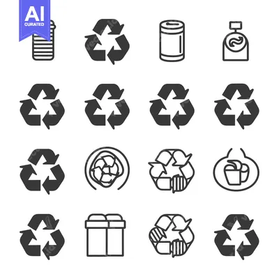 Recycling Symbol and Related Objects Icons Set