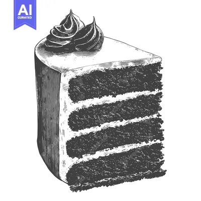 Aset desain premium: A detailed graphic illustration of a slice of layered cake