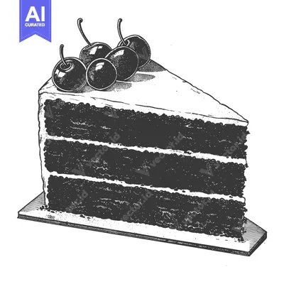 Aset premium populer: A single slice of layered cake adorned with ripe cherries