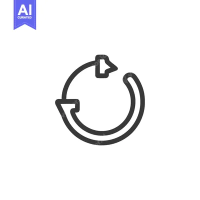Aset desain premium: Circular Arrow Icon: Simple Black Outline on White Background, Rotatio