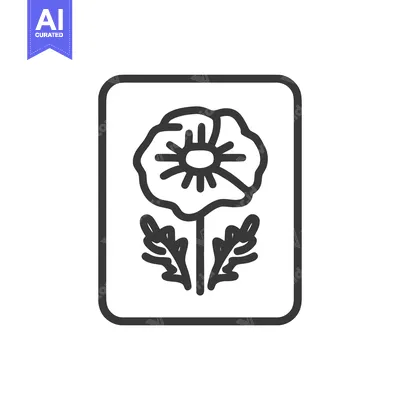 Popular premium asset: Minimalist Poppy Icon in Rounded Rectangle Frame, Bold Outline Style