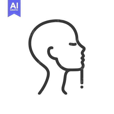 Premium design asset: Minimalist Head Icon with Droplet, Profile View, Black Outline