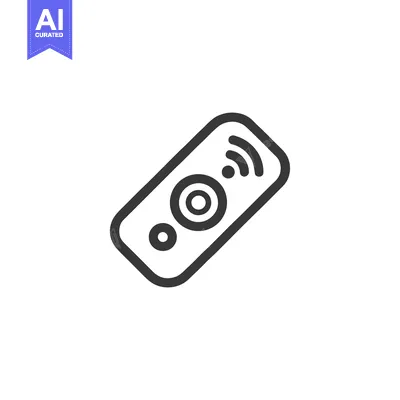 Aset desain premium: Minimalist Remote Control Icon with Wireless Signal in Black Outline