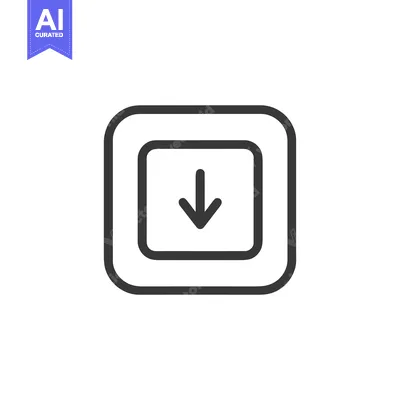 Aset desain premium: Minimalist Download Icon: Bold Outline, Rounded Square, Arrow Down