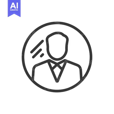 Aset premium populer: Minimalist Business Avatar Icon: Outline of a Man in Suit within Circl