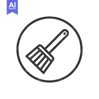 Minimalist Broom Icon in Circle, Cleaning Symbol, Vector Illustration