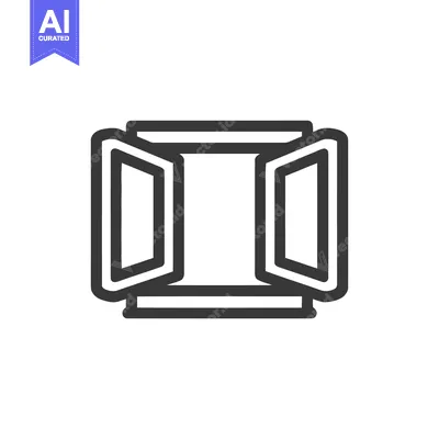 Aset premium populer: Minimalist Open Window Icon: Bold Outline, Symmetrical Design, Modern