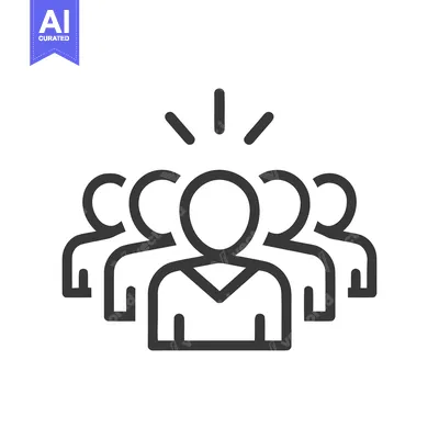 Teamwork Icon: Leader Inspiring Group, Line Art Symbol