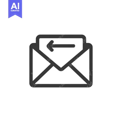 Simple Dark Gray Outline Icon of an Open Envelope with Arrow