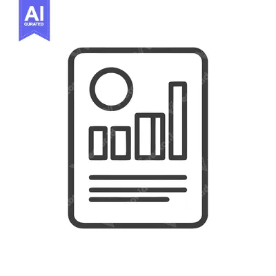 Aset premium populer: Minimalist Business Report Icon with Bar Graph and Circle