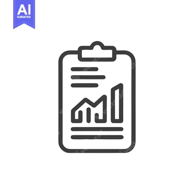Premium design asset: Business Report Icon: Financial Growth Chart on Clipboard, Line Art