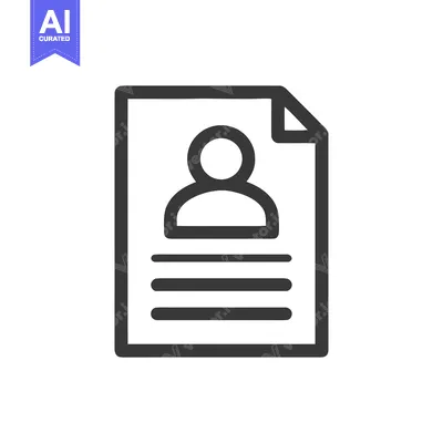 Aset premium populer: Minimalist Resume Icon: Person on Document with Text Lines, Modern Des