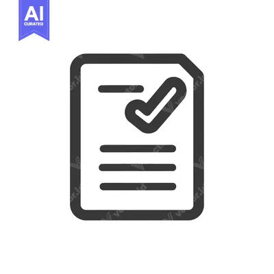 Completed Document Icon: Dark Gray File with Checkmark Symbol on White