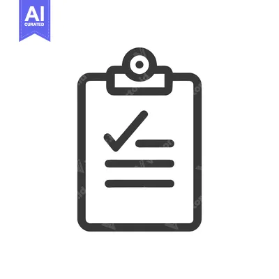 Completed Checklist Icon: Dark Gray Clipboard with Checkmark and Lines