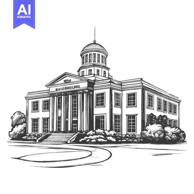 Popular premium asset: Classical Building With Columns and a Dome in a Line Drawing
