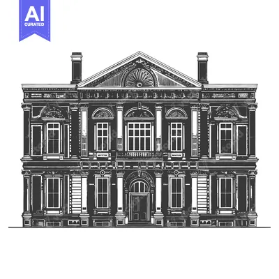 Elegant stately monochrome facade of a grand historic building