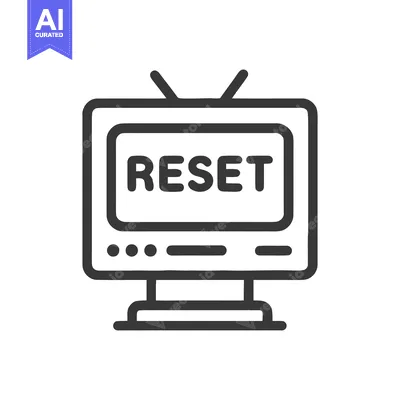 Aset desain premium: Retro Television Icon with "RESET" Text Displayed on Screen, Isolated