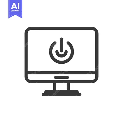 Popular premium asset: Minimalist Computer Icon with Power Symbol on Screen, Dark Gray Outlin