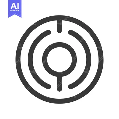 Minimalist Circular Labyrinth: Geometric Puzzle in Dark Gray on White