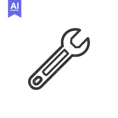 Premium design asset: Minimalist Wrench Icon: Bold Outline on White Background, Tool Symbol