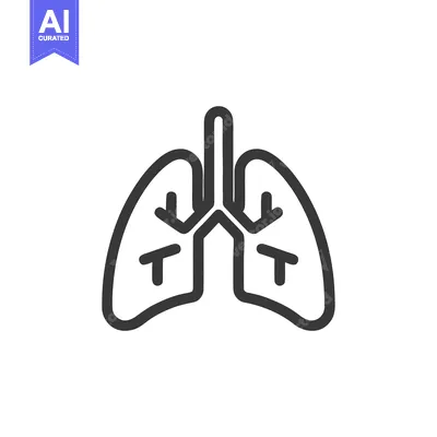 Lungs Icon with Arrows, Respiratory System, Minimalist Design