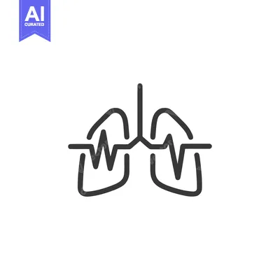 Aset desain premium: Lungs with Heartbeat Line Art: Respiratory Health Icon
