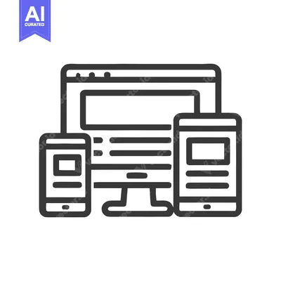 Responsive Design Icon: Desktop, Mobile Devices, Outline Style