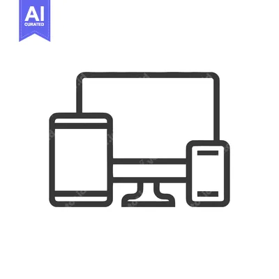 Responsive Design Icon: Desktop Computer and Mobile Devices Outline