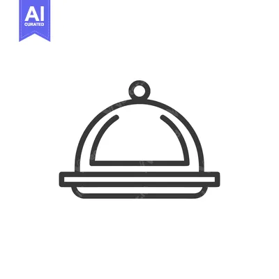 Aset premium populer: Elegant Food Cloche Icon: Minimalist Line Art on White Background