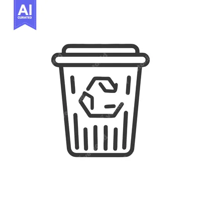 Aset desain premium: Minimalist Recycle Bin Icon: Black Outline on White Background