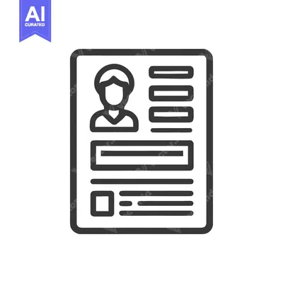 Minimalist CV Icon: Profile, Information, and Contact Details in Outli