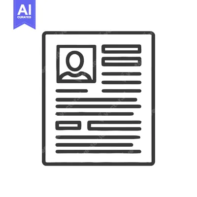 Aset premium populer: Simple Resume Icon: Profile, Text, and Clean Design on White Backgroun