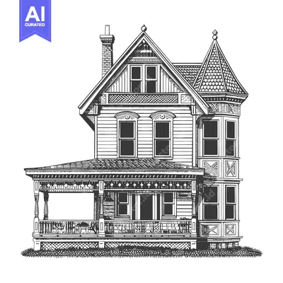 An elaborate black and white illustration depicting a beautiful Victor