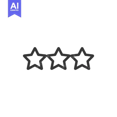 Aset desain premium: Three Dark Gray Stars Aligned on White Background, Minimalist Icon