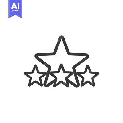 Five Stars Rating Icon, Outline Style, Customer Feedback Symbol