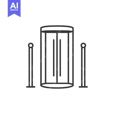 Aset premium populer: Revolving Door with Two Posts on Either Side