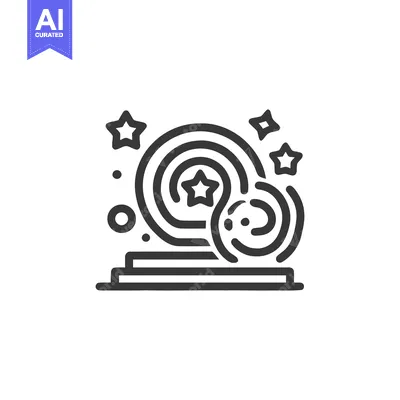 Minimalist Icon of Rainbow, Stars, and Happy Face on Pedestal