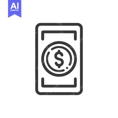 Premium design asset: Digital Wallet Icon: Dollar Coin Symbol in App Interface, Outline Styl