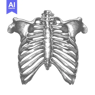 Aset premium populer: An artistic anatomical representation of a human torso skeleton