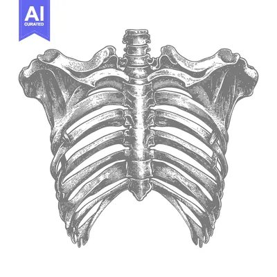 A detailed illustration depicting the human ribcage and shoulder struc