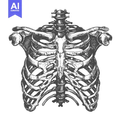 Premium design asset: Detailed illustration depicts the human skeletal structure of a torso