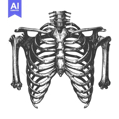 A detailed illustration depicting a human skeleton torso and arms
