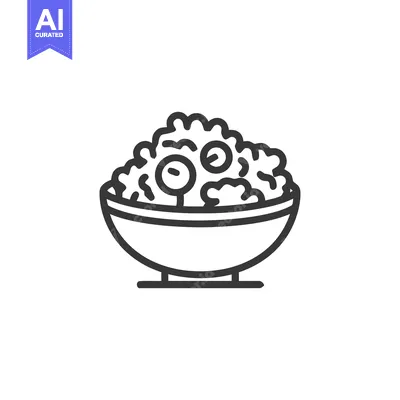 Aset desain premium: Popcorn Bowl Icon: Simple Line Art Illustration of Snack Food
