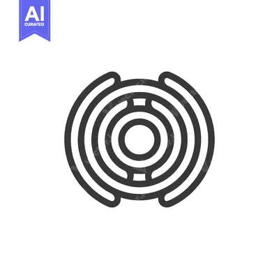 Aset premium populer: Concentric Circle Maze: Minimalist Geometric Design on White Backgroun