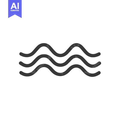 Aset desain premium: Minimalist Wave Icon: Three Horizontal Lines on White Background