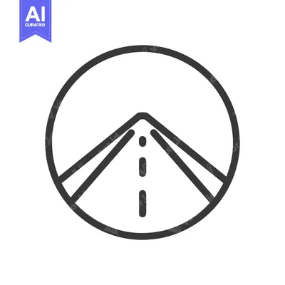 Aset premium populer: Minimalist Road Icon: Circular Frame, Perspective View, Line Art Desig